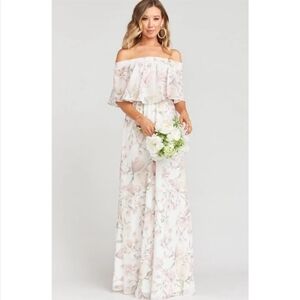 Show Me Your MuMu Hacienda Floral Maxi Dress Off Shoulder Bridesmaid Medium